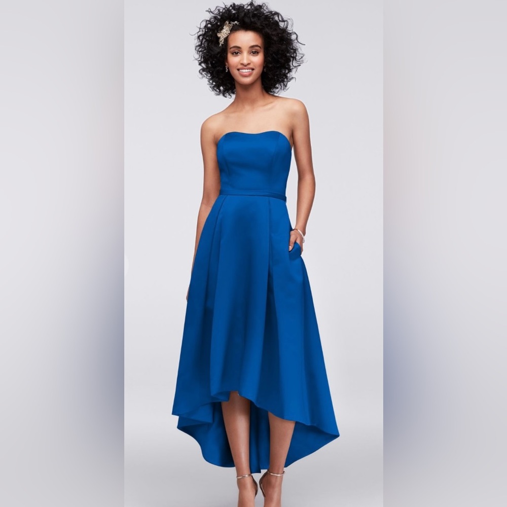 High low strapless dress